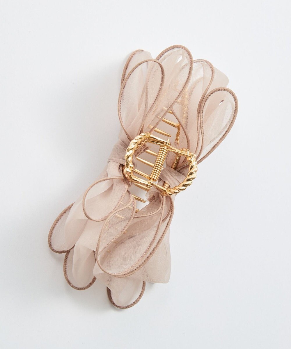 Phoebe ボリュームオーガンジーリボンバンスクリップ　ピンク 