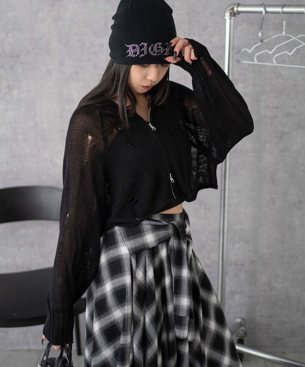 WEGO ダメージメッシュショートパーカー 