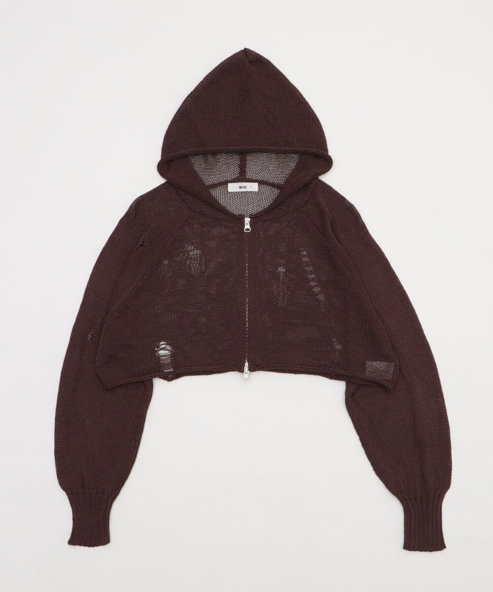 WEGO ダメージメッシュショートパーカー 