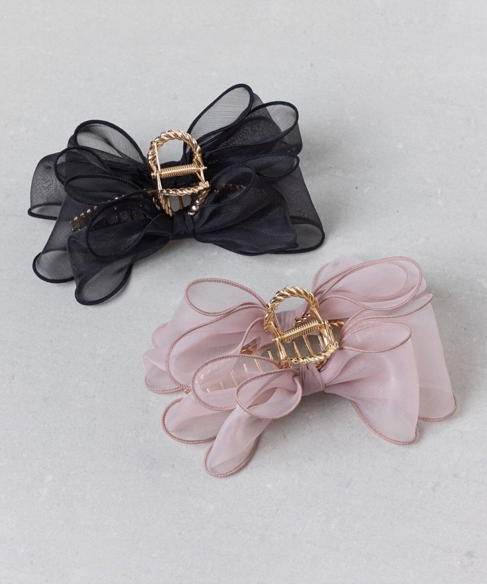 Phoebe ボリュームオーガンジーリボンバンスクリップ　ピンク 