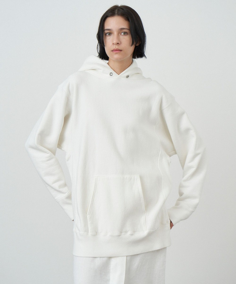 ATON GARMENT DYED URAKE | フーディ - UNISEX WHITE