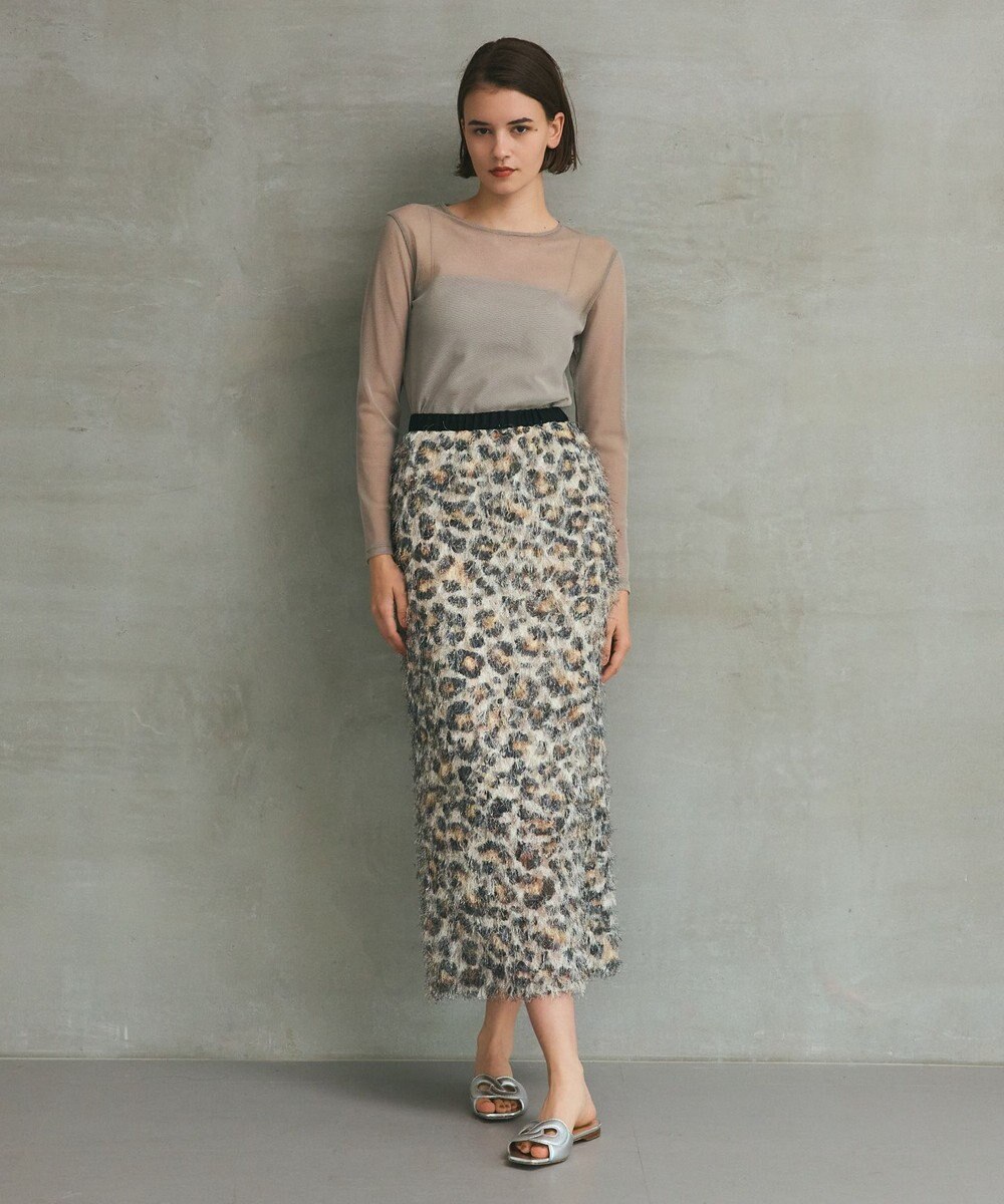 GRACE CONTINENTAL フェザーレオパードスカート 