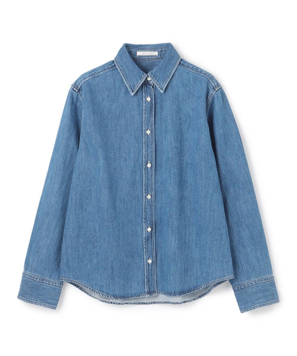 BEIGE， 【洗える・BAILA 11月号掲載】MARKEL / ボウタイ付きシャツカラーデニムシャツ 