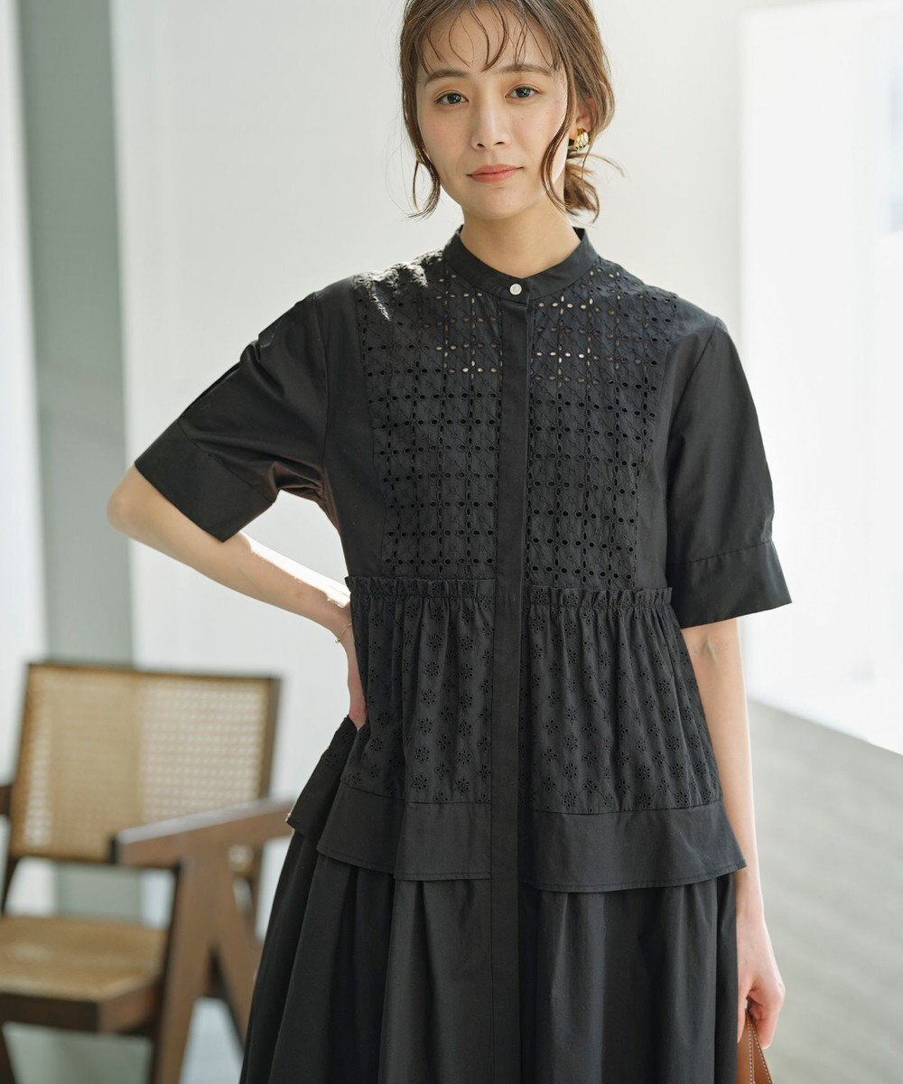 組曲 L エンブロイダリーレース シャーティング ワンピース 