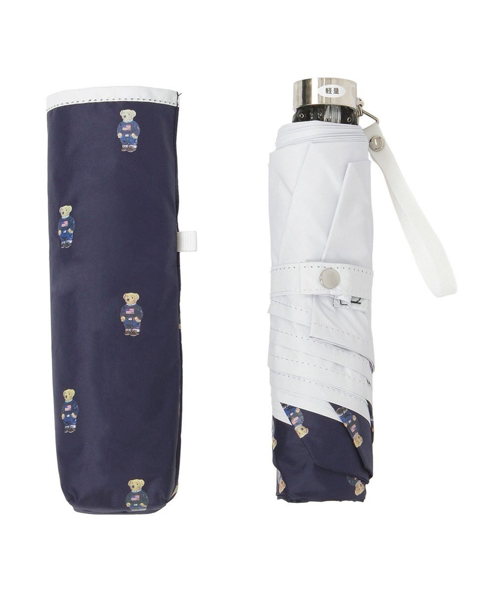 MOONBAT 【 遮光率100％/遮熱/UV/軽量】POLO RALPH LAUREN（ポロ ラルフローレン）晴雨兼用日傘   PORO BEAR ポロベア 裏カラー 折りたたみ傘 