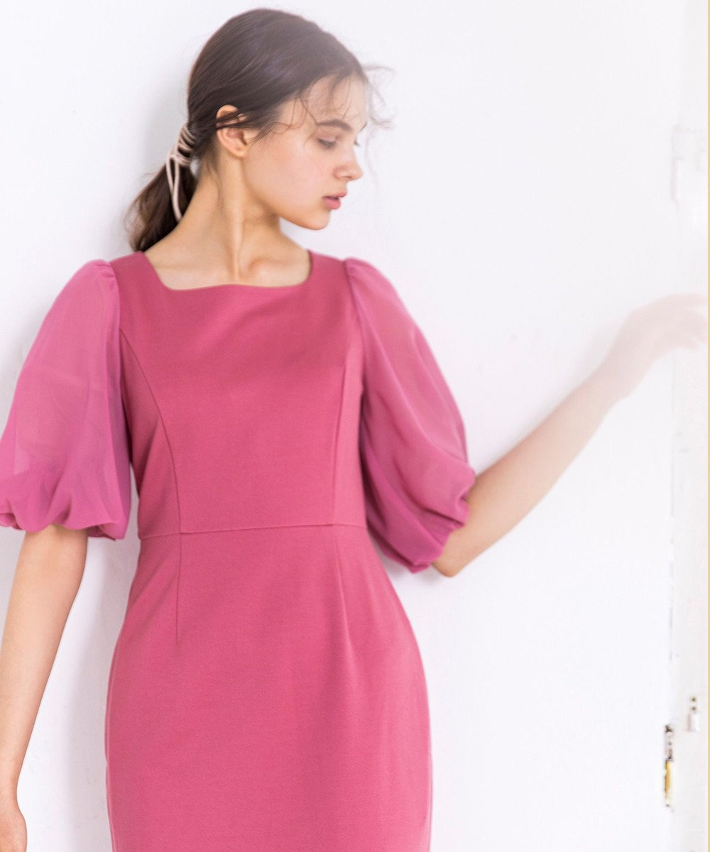 TOCCA 【TOCCA LAVENDER】Puff Sleeve Jersey Dress ドレス ストロベリーピンク