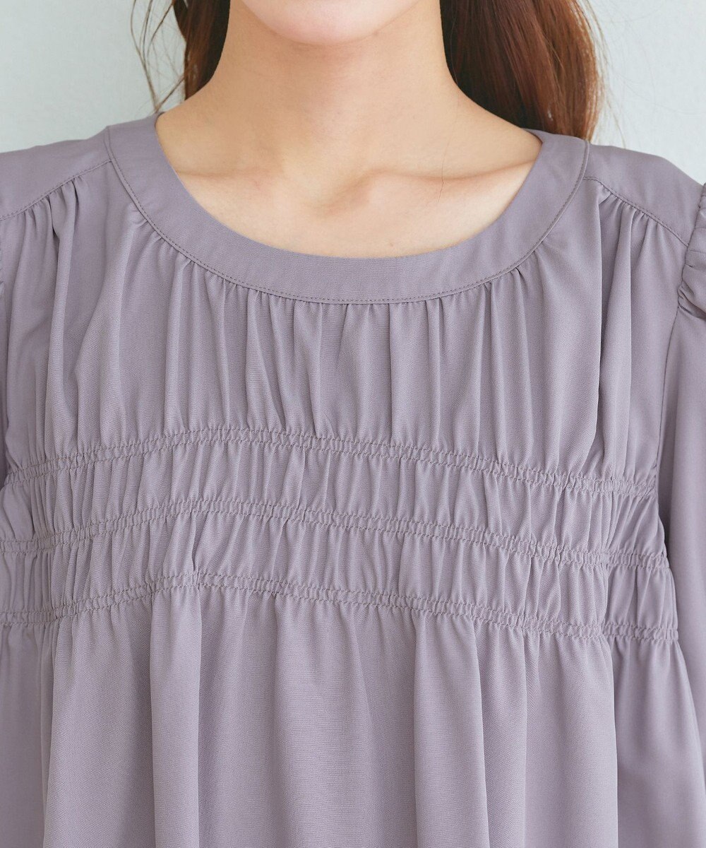 Tiaclasse L 【洗える】シャーリングチュニック 