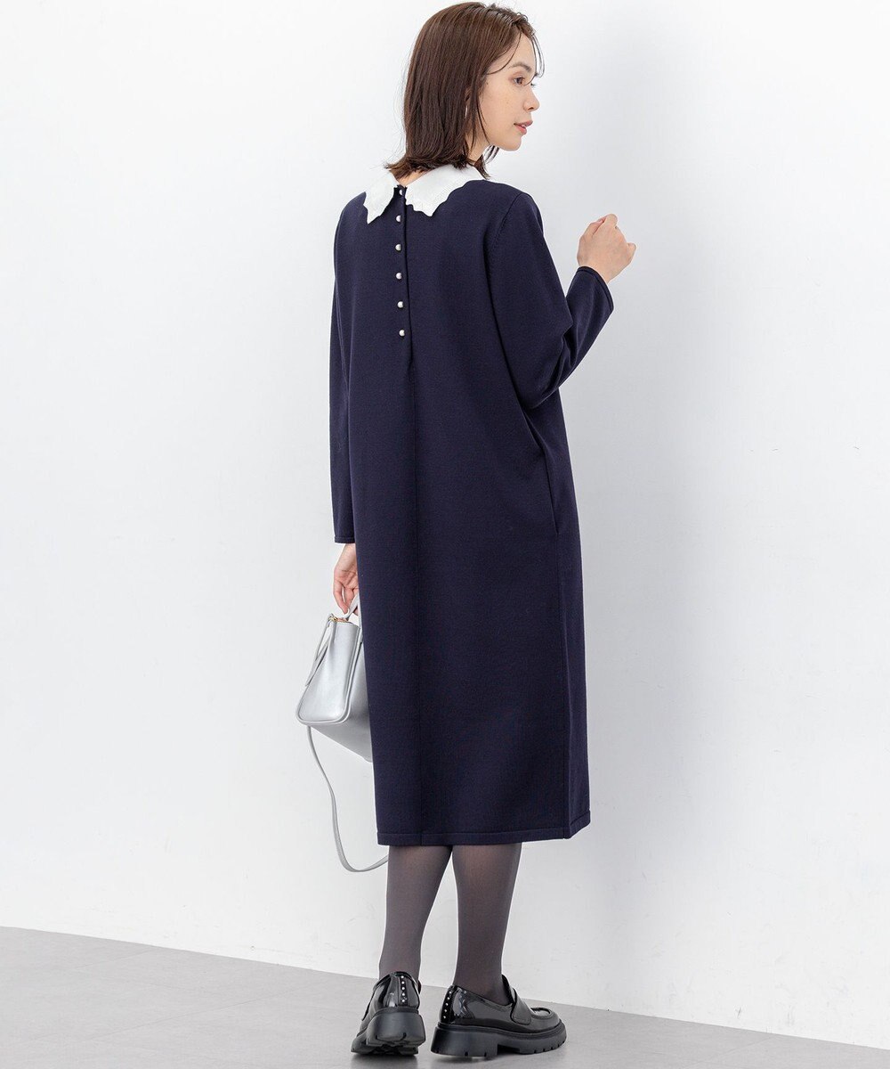 組曲 L レースライク襟付きニットワンピース 