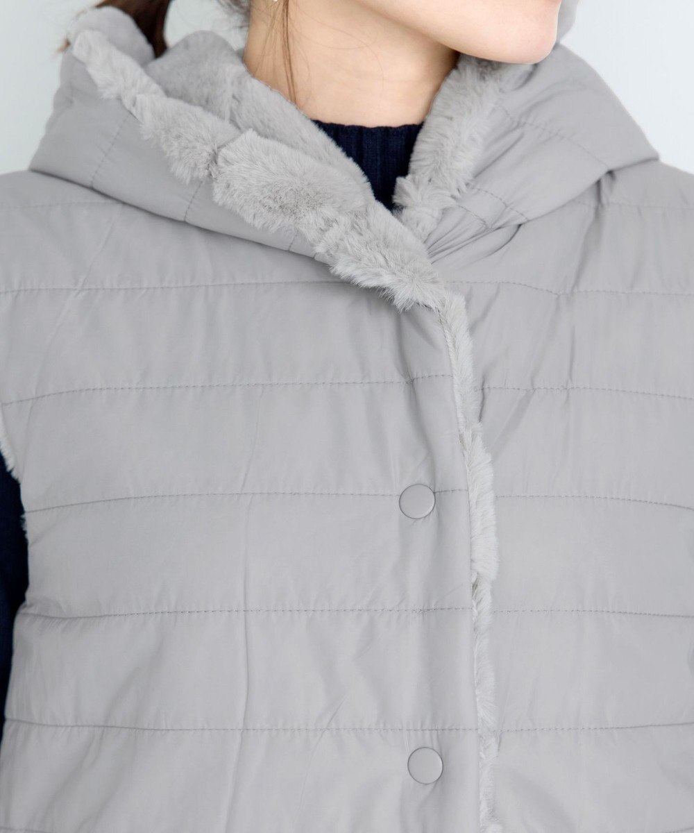 Tiaclasse 【2WAY】着回し自由のリバーシブルキルトフェイクファーベスト 