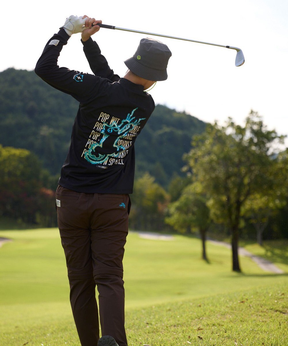 PW CIRCULUS 【吸水速乾 /  UV遮蔽率99.9% UVカット / ストレッチ】【MEN】アニマルグラフィックロングスリーブモックT  ゴルフ 