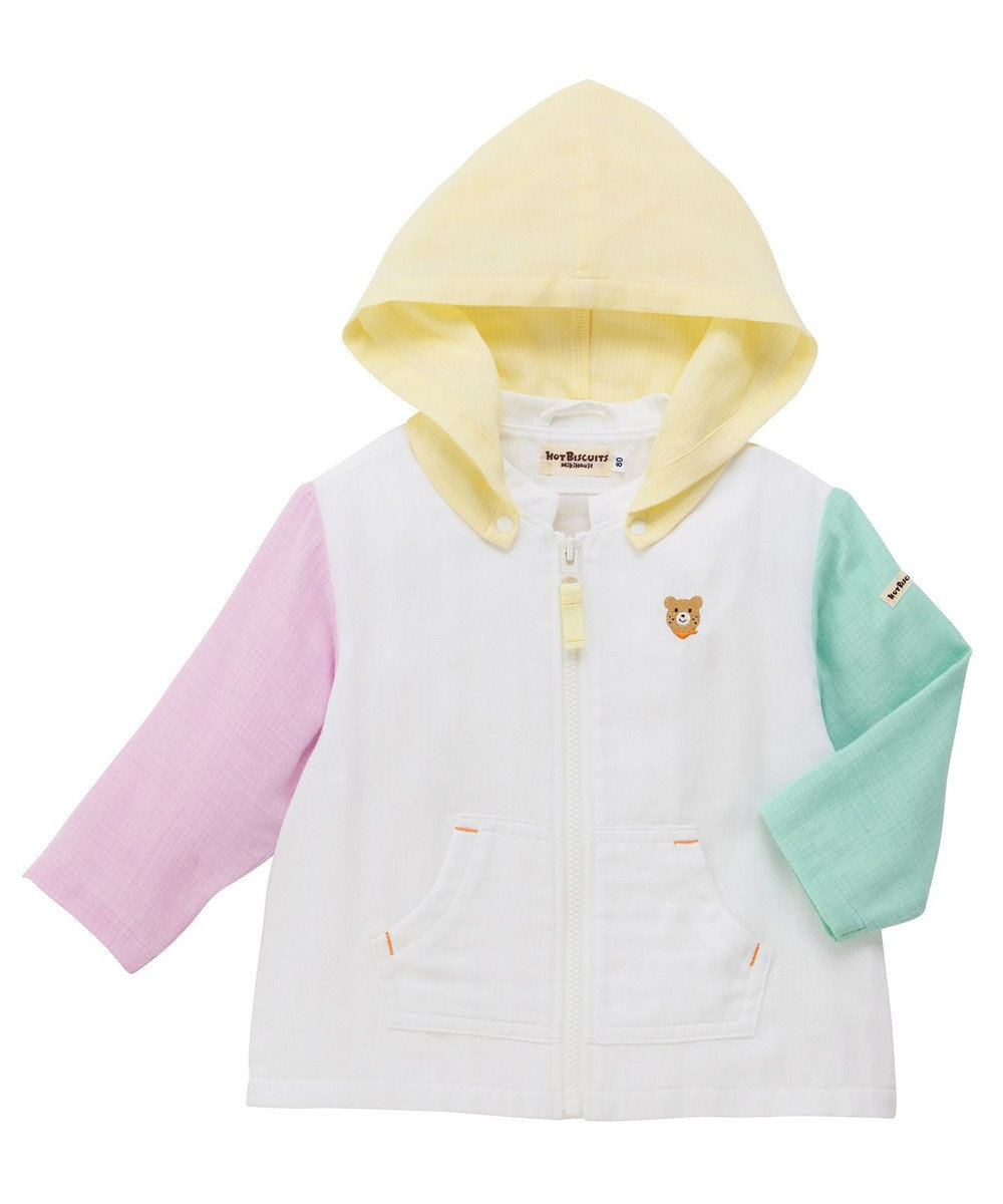 MIKI HOUSE HOT BISCUITS 【80-120cm】二重織ガーゼ素材 パーカ 