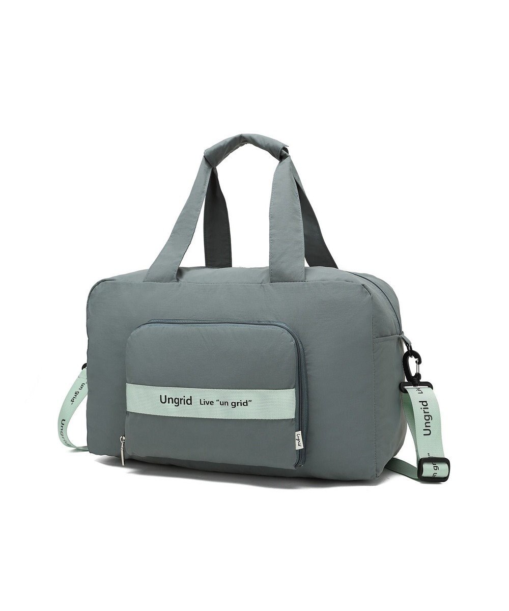 style code 【Ungrid/アングリッド】撥水軽量ソフトナイロン ロゴテープ折り畳みラージ　トラベルボストンバッグ(33L） 