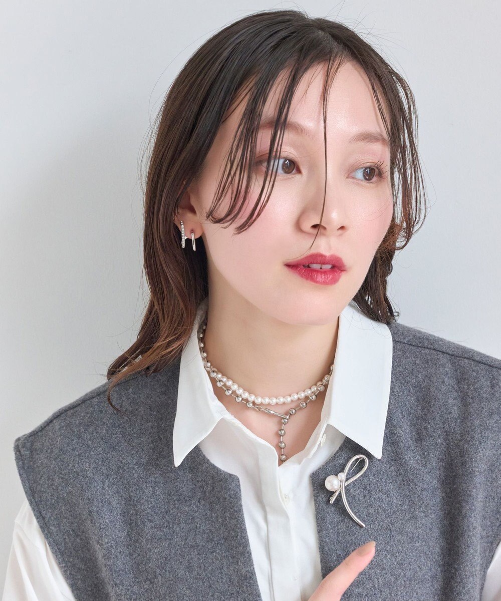 Phoebe 【セレモニーセット】マルチwayメタルボールパールネックレス×ダブルライングリッタービジューピアスSET 