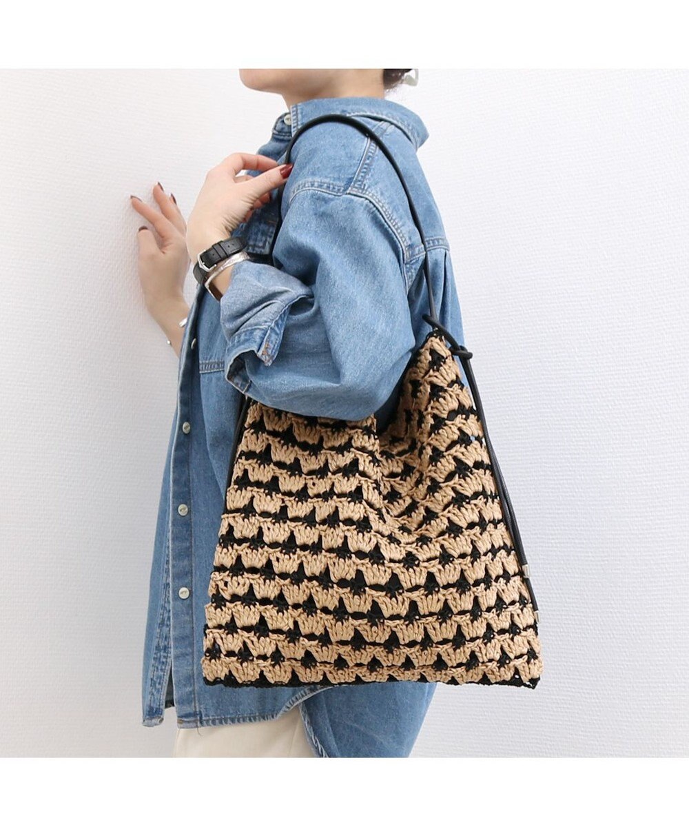 UNBILLION カシュカシュ cachecache / 配色編みワンハンドルトート カゴバッグ 