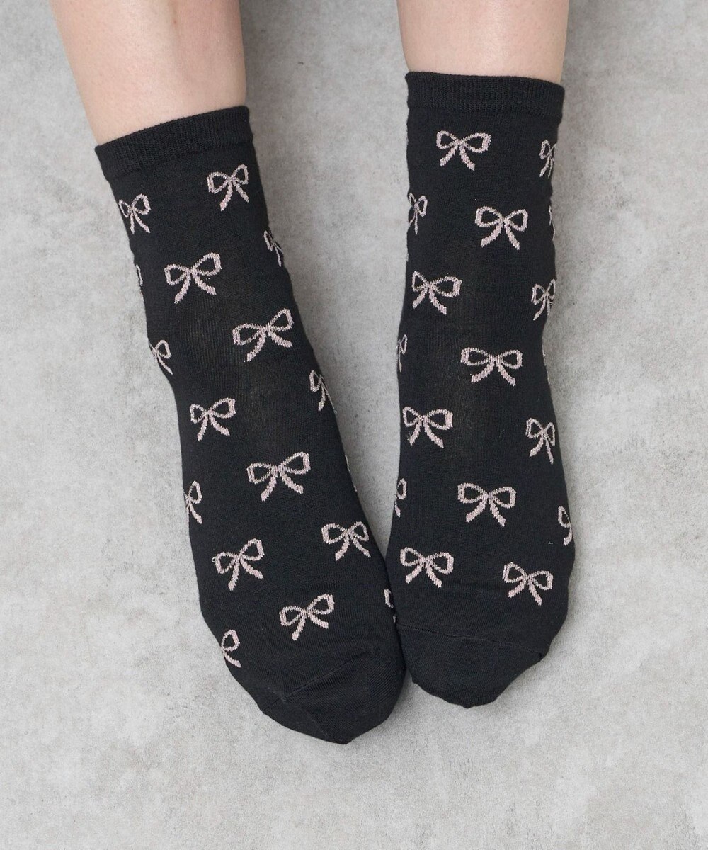 WEGO 総柄リボンクルーソックス 