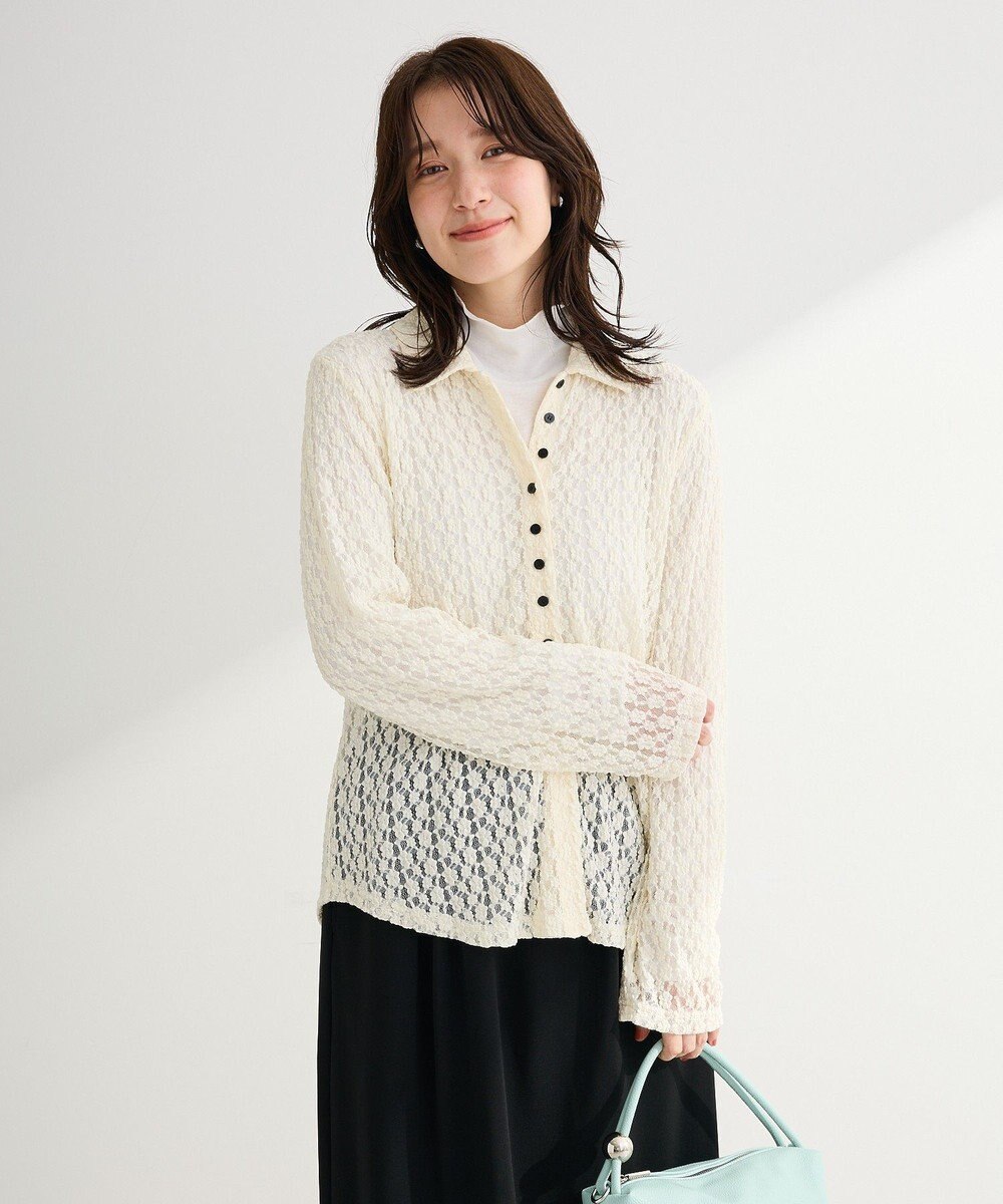 Green Parks 衿付きレースカットプルオーバー 