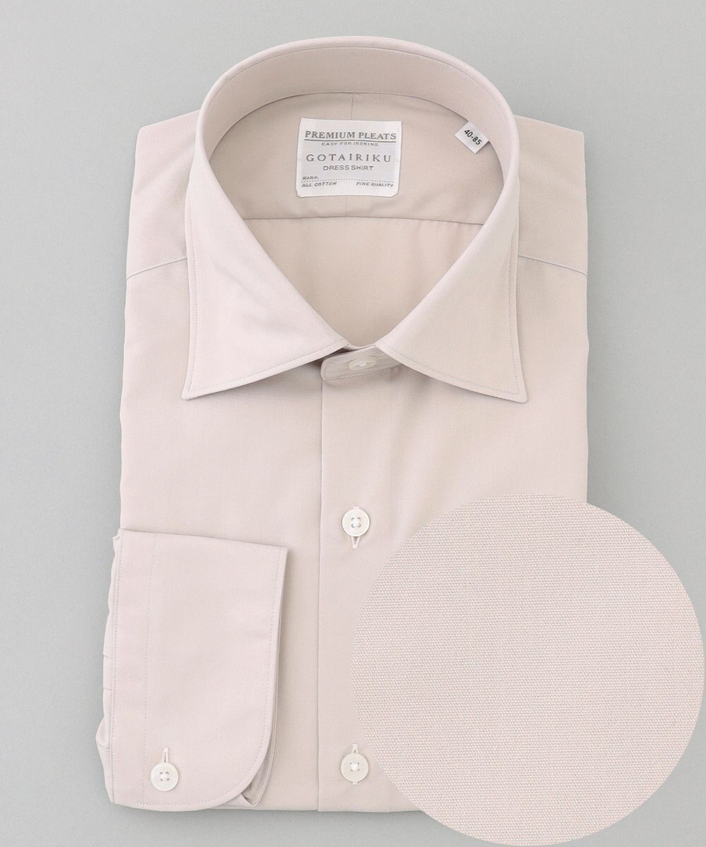 GOTAIRIKU 【形態安定】PREMIUMPLEATS_セミワイドカラー 通年ドレスシャツ（カラー ストライプ） 