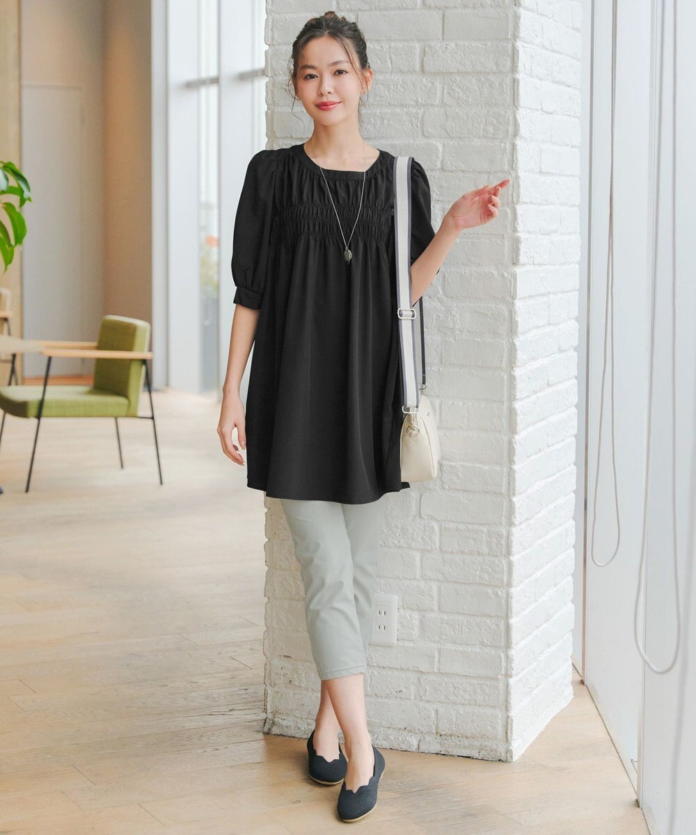 Tiaclasse L 【洗える】シャーリングチュニック 