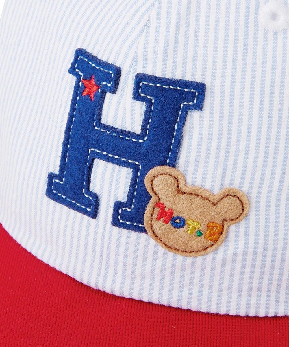 MIKI HOUSE HOT BISCUITS 【44-54cm】 ストライプ ロゴメッシュキャップ 