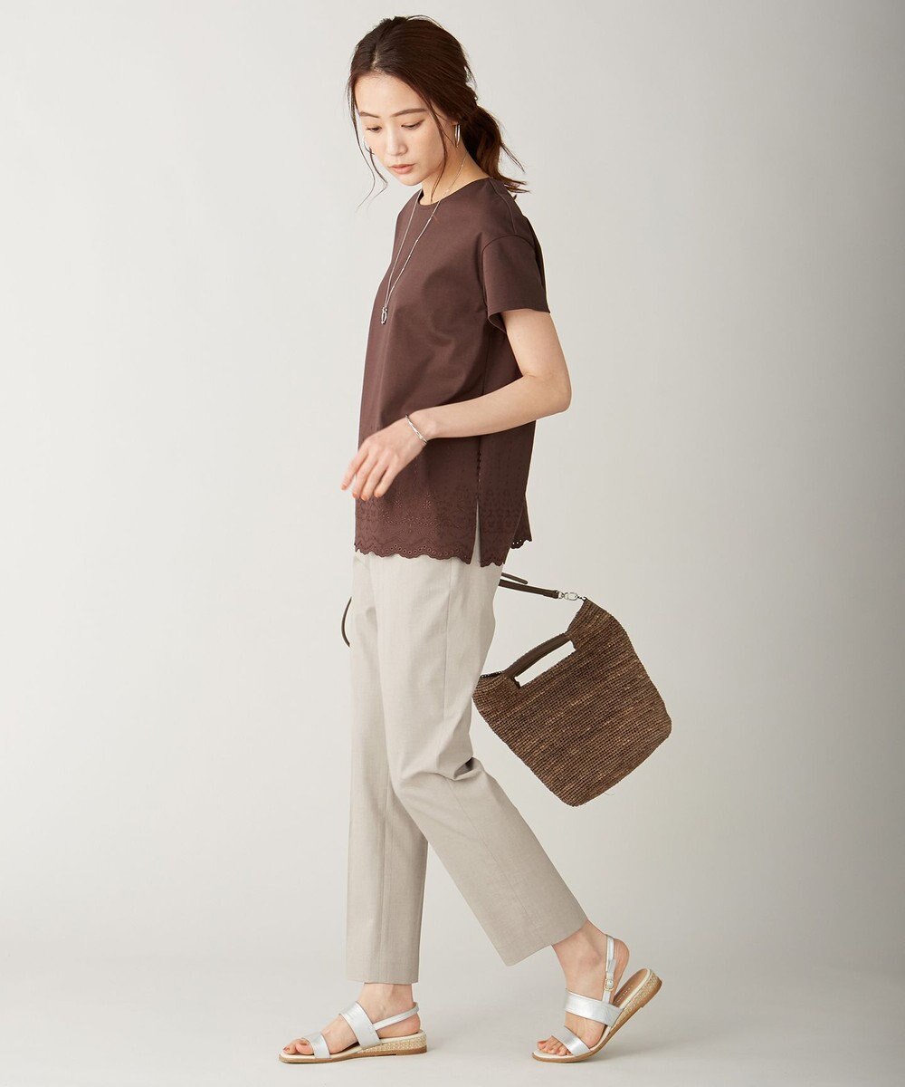 J.PRESS LADIES S 【シワになりにくい】コットンフィッティーシャーク テーパードパンツ 