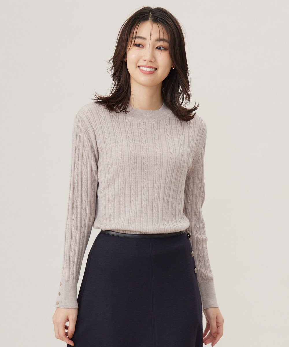 J.PRESS LADIES S 【洗える】KNIT BASIC クルーネック ニット トップベージュ系