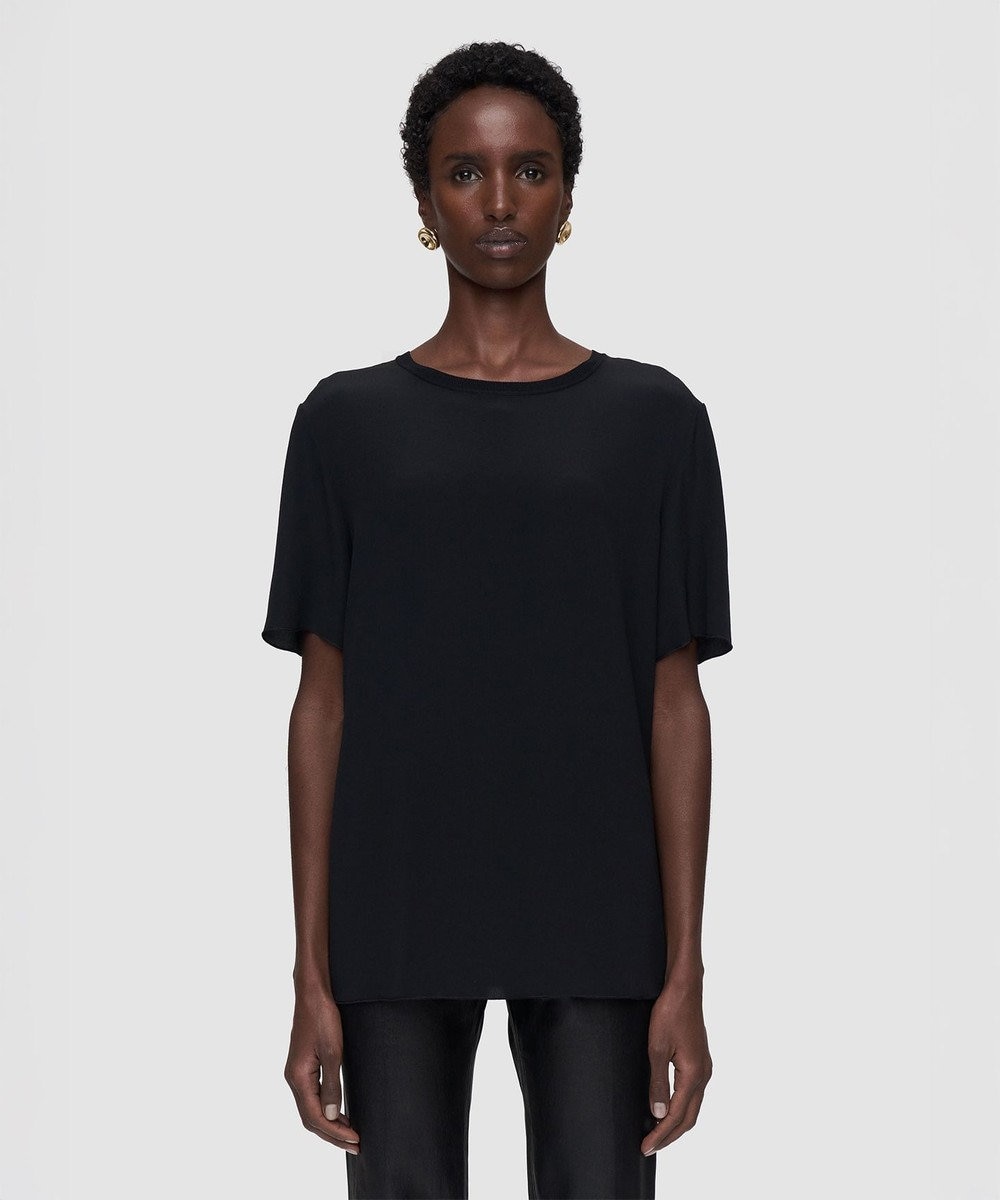 JOSEPH 【FOUNDATIONS】クレープ ド ソワ　シルクTシャツ NEW RUBIN 