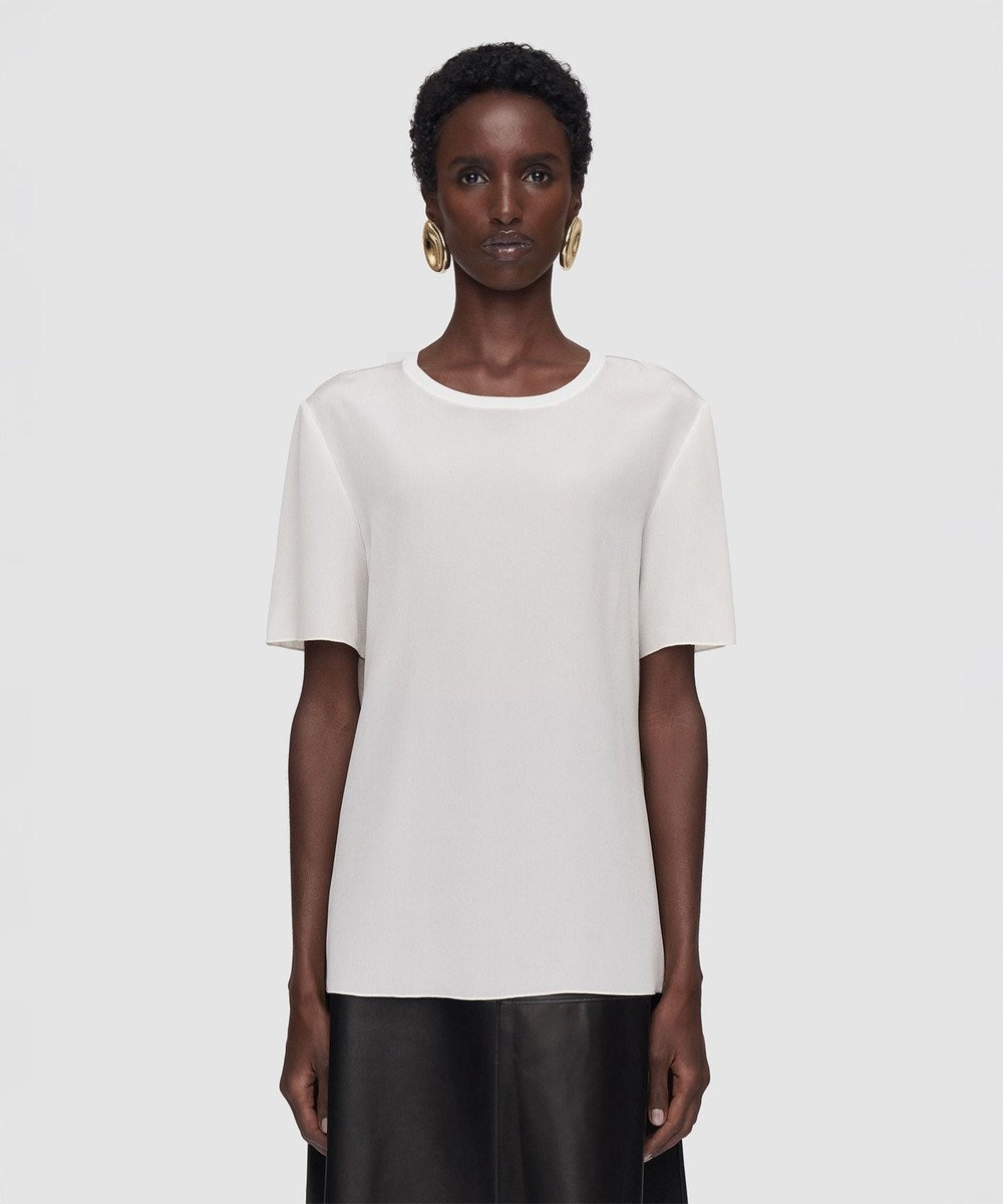 JOSEPH 【FOUNDATIONS】クレープ ド ソワ　シルクTシャツ NEW RUBIN 