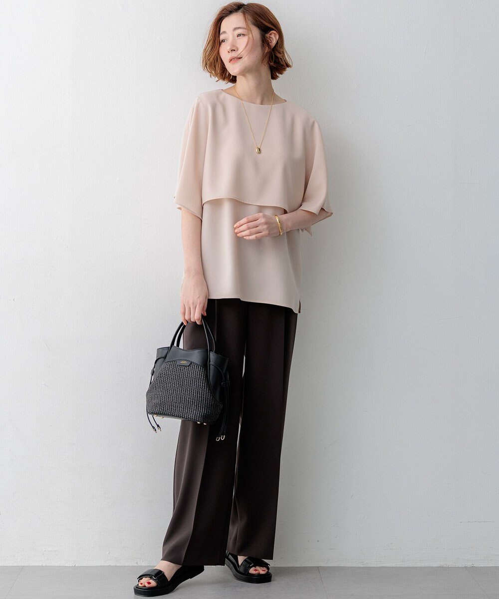 23区 【接触冷感/UVカット/吸水速乾】ストレッチジョーゼット ワイド パンツ 