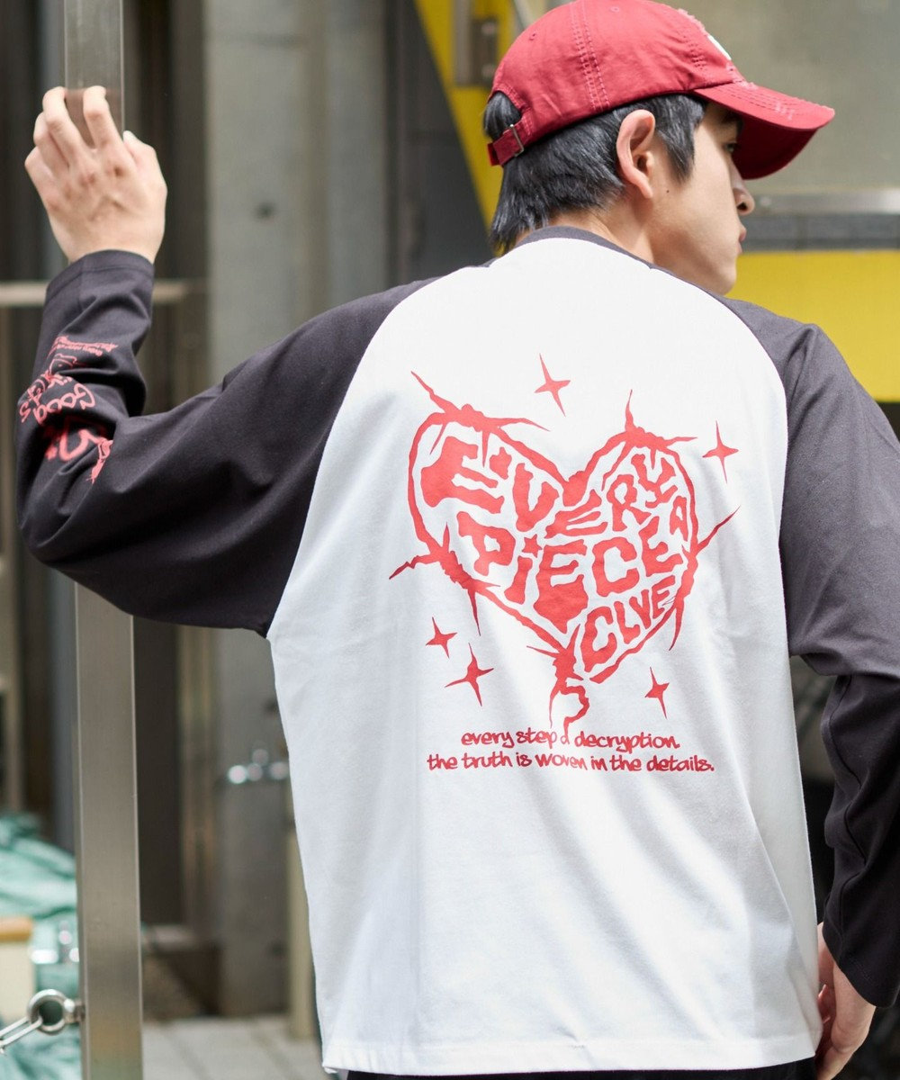 WEGO 【ユニセックス着用ITEM/MLサイズ展開】スリーブロゴグラフィックラグランT（LS） 