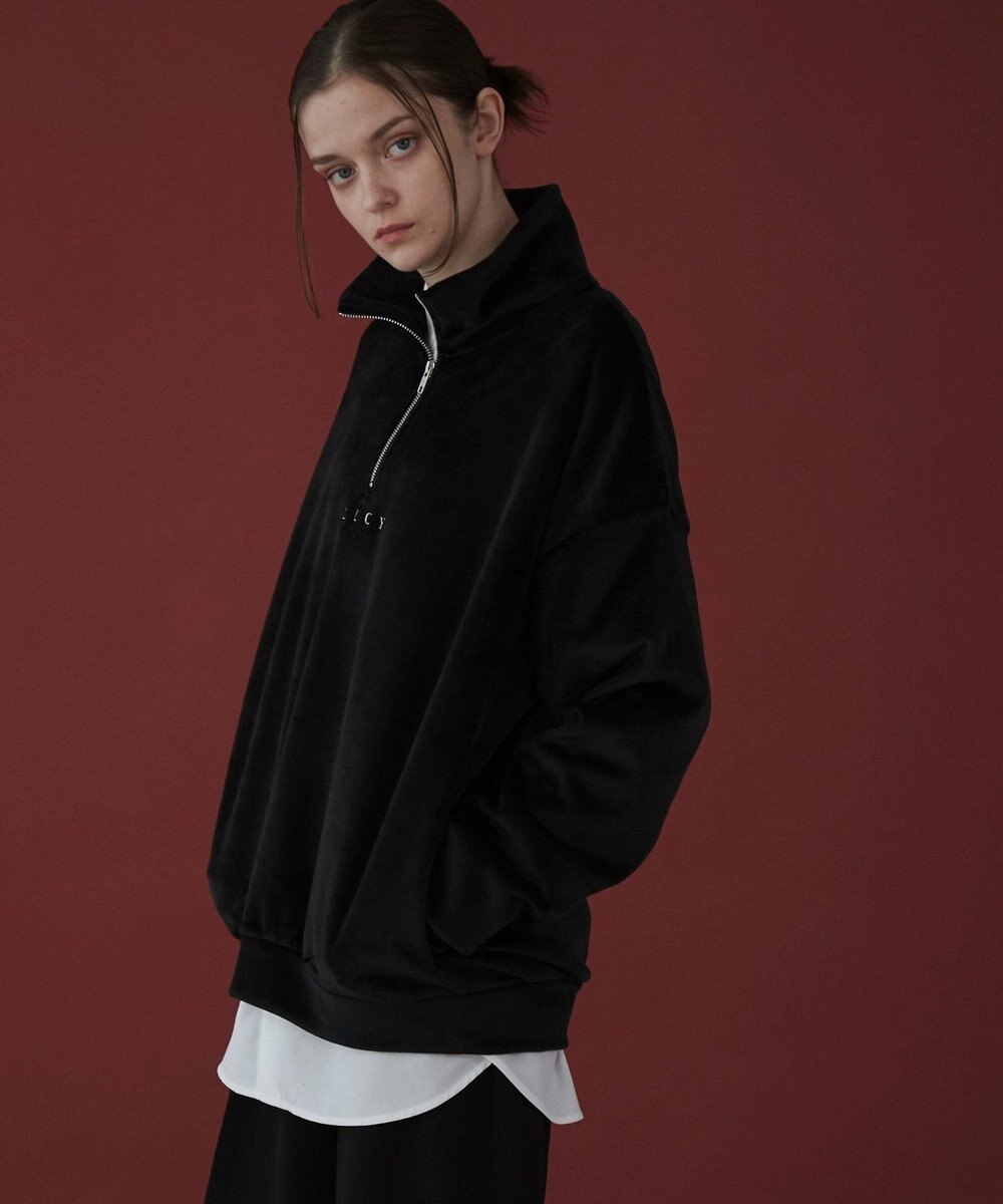 WEGO 【ユニセックス着用ITEM】マイクロシャギーワンポイントハーフZIPプルオーバー 