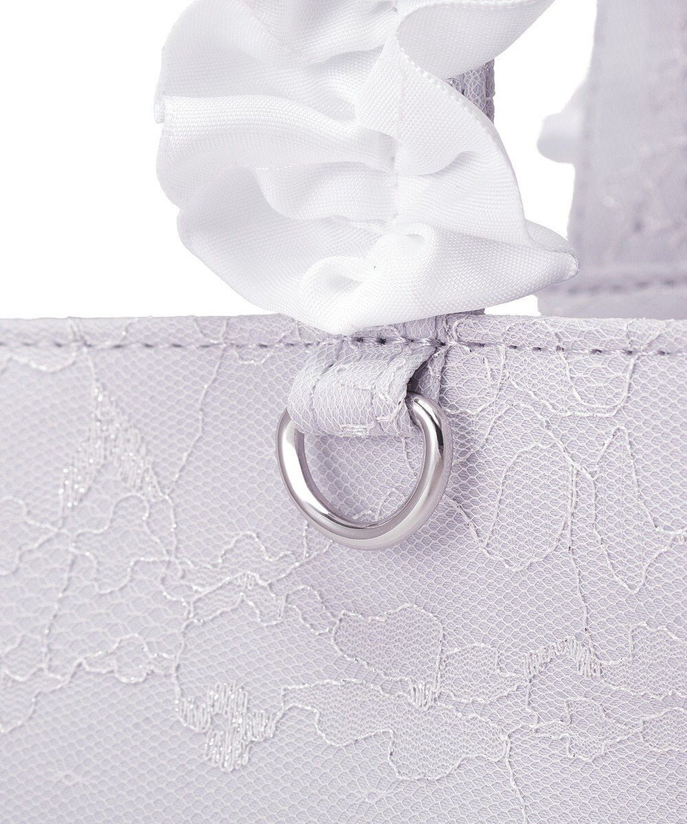 Maison de FLEUR ブルーマニアフリルハンドルスクエアトートバッグ 