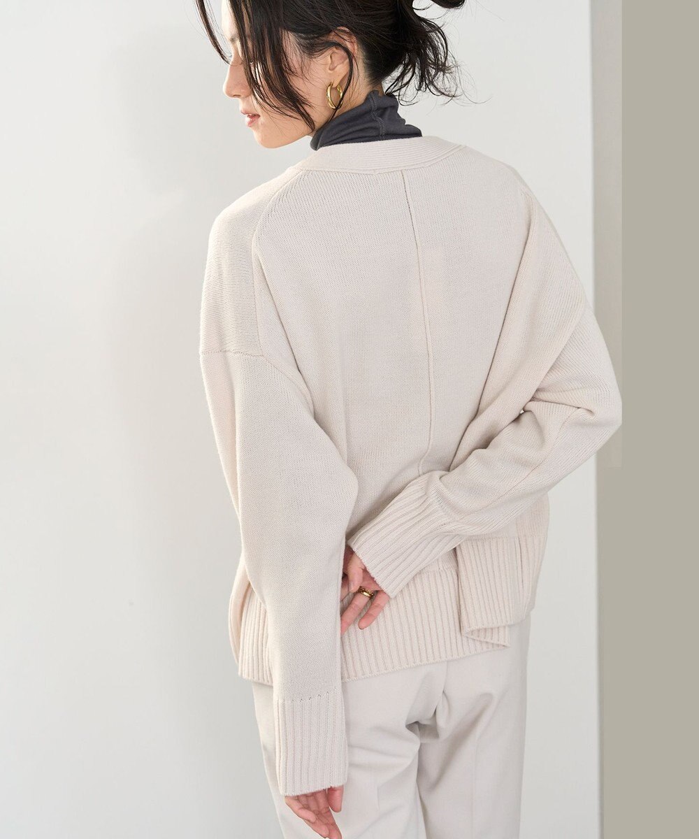 UNFILO 【洗える】クロップド Vネック カーディガン 