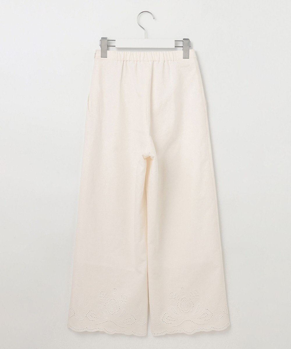 23区 L 【洗える】リネンエンブロイダリー ワイドパンツ 