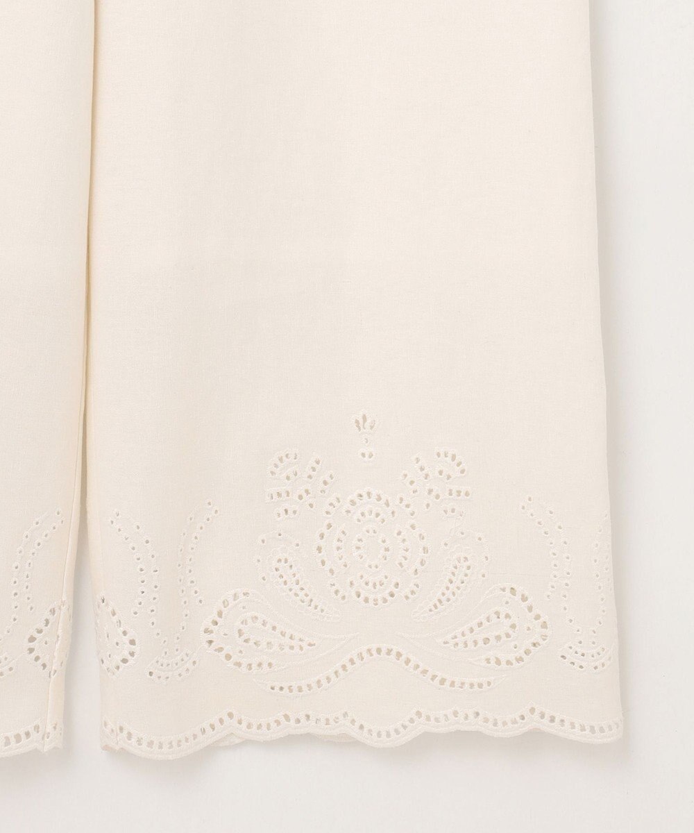 23区 L 【洗える】リネンエンブロイダリー ワイドパンツ 