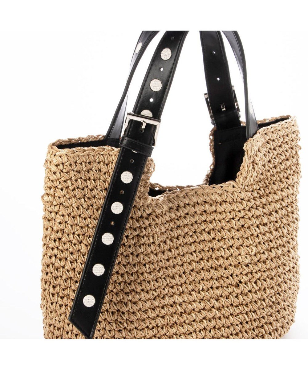 UNBILLION カシュカシュ cachecache / ドット刺繍ハンドル手編みトート 