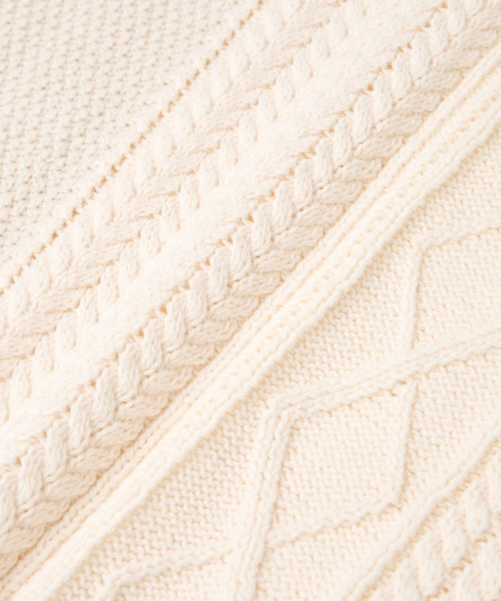 earth music&ecology 【洗濯機洗い可】アンチピリングC/Aパッチワークケーブルニット 