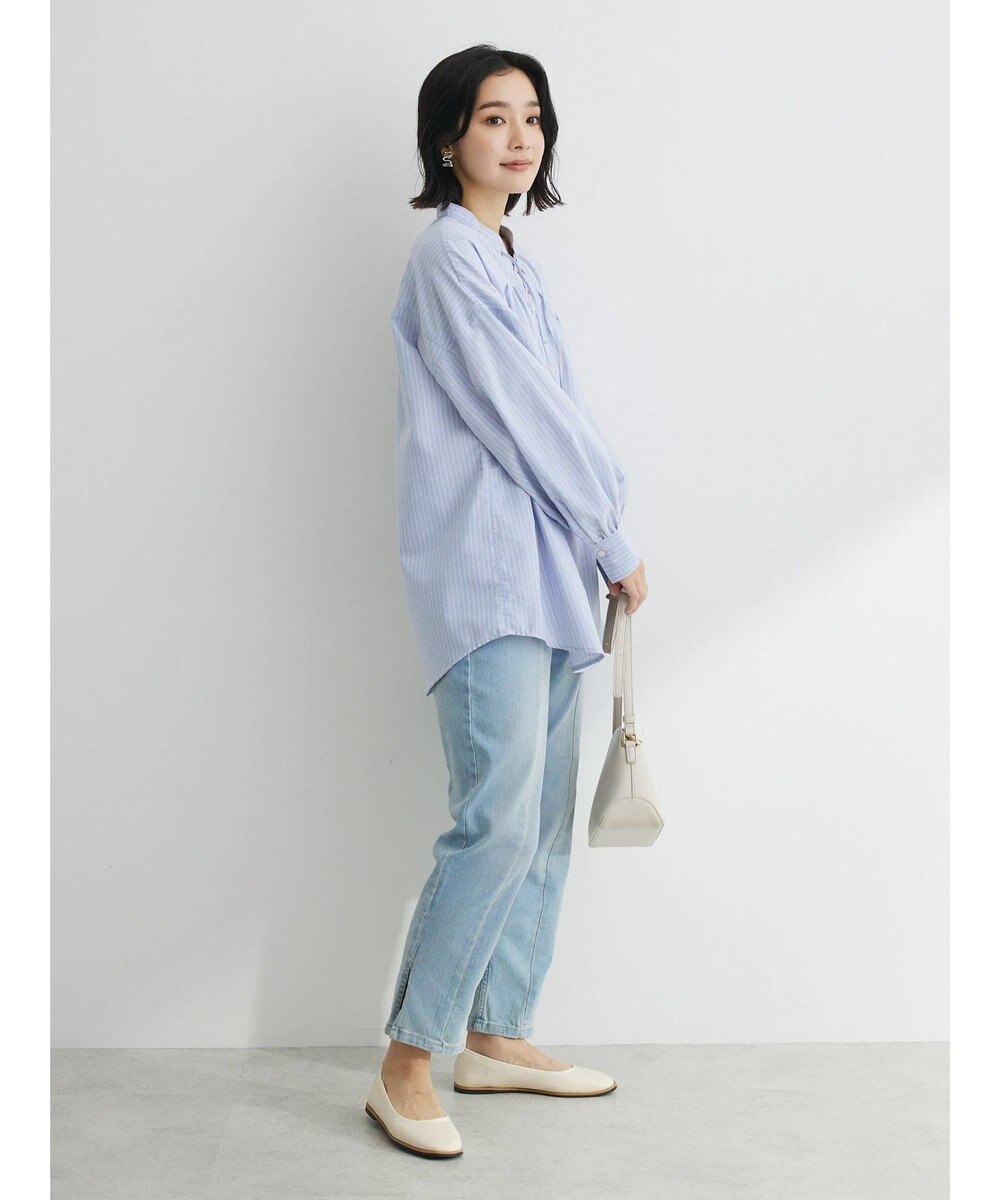 Green Parks ストライプレースアップシャツ 