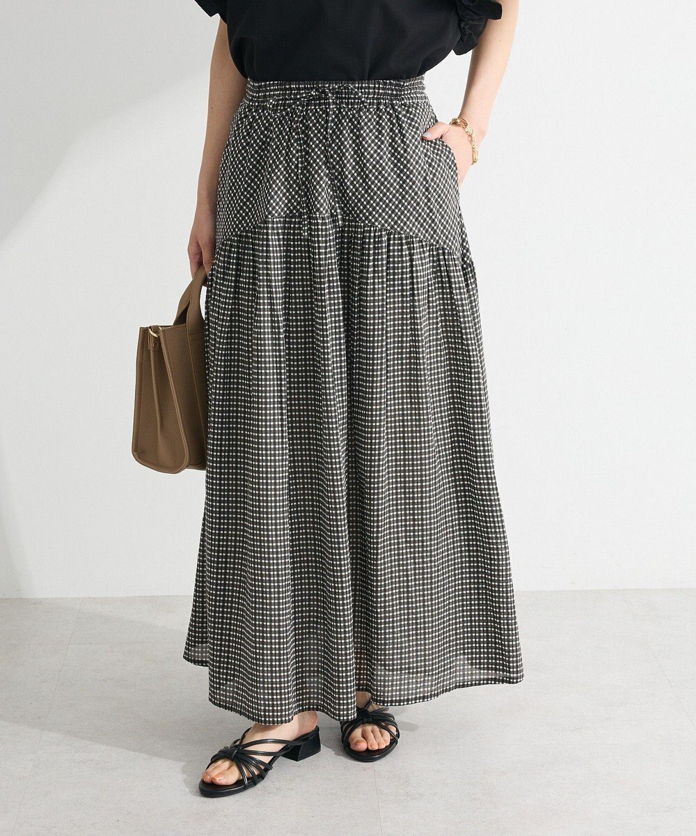 Green Parks Ｉ　ラウンド切替柄ギャザーボイルスカート 