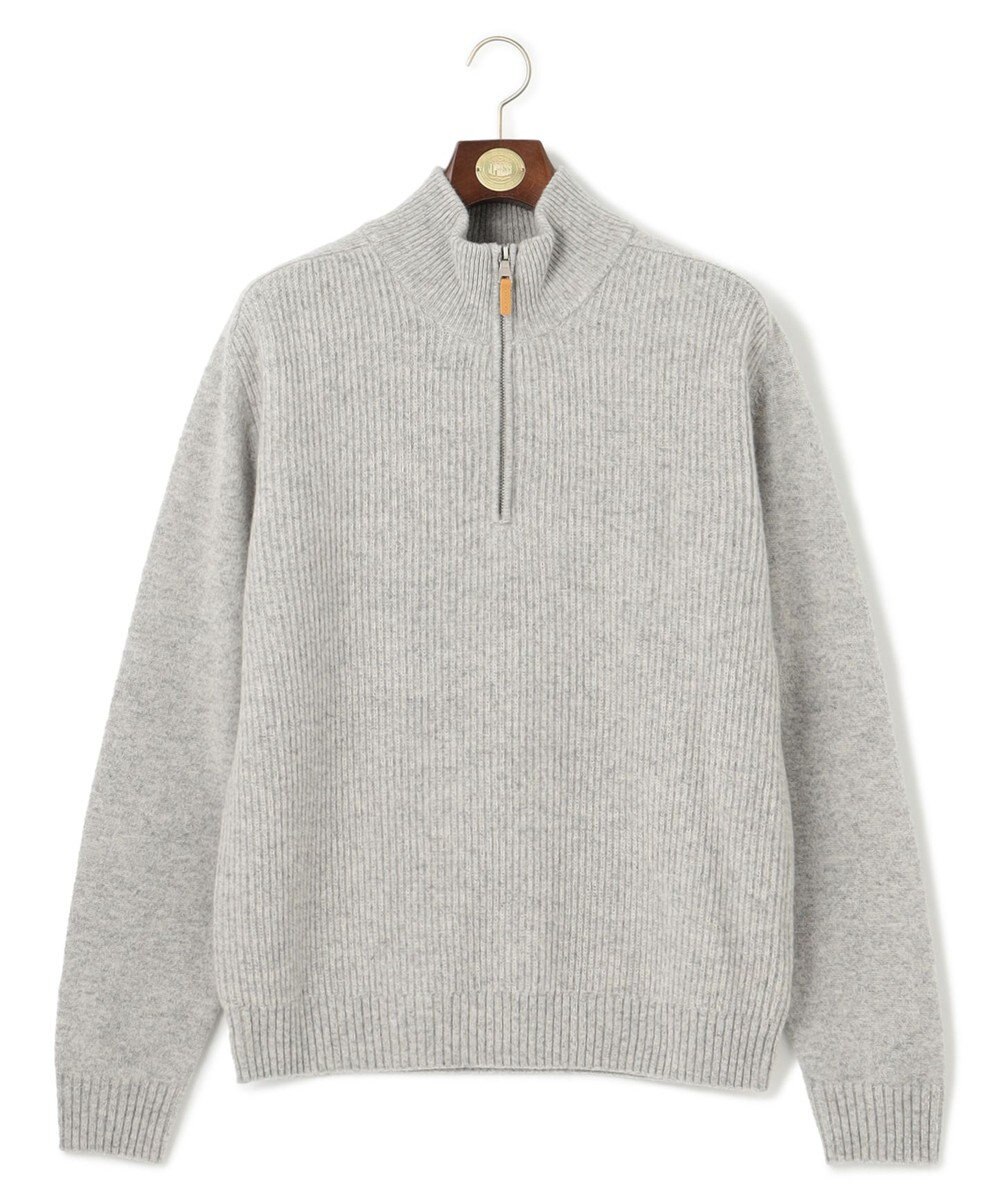 J.PRESS MEN 【Cash Lamb's Wool】畔編みハーフジップ ニット 