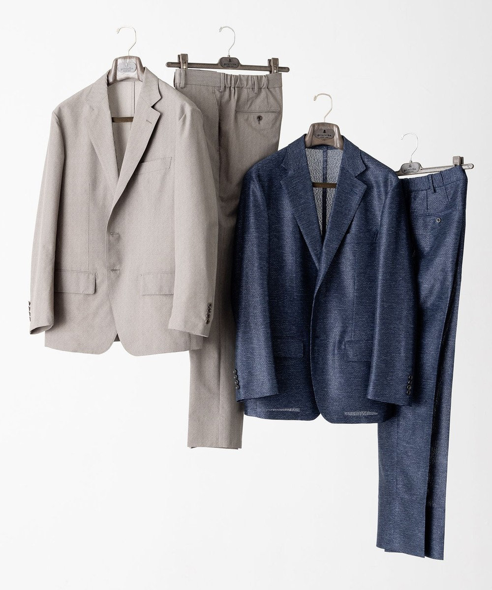 GOTAIRIKU 新素材セットアップ【通気性抜群/洗える/シワになりにくい】カラミプリントストレッチセットアップ ジャケット 