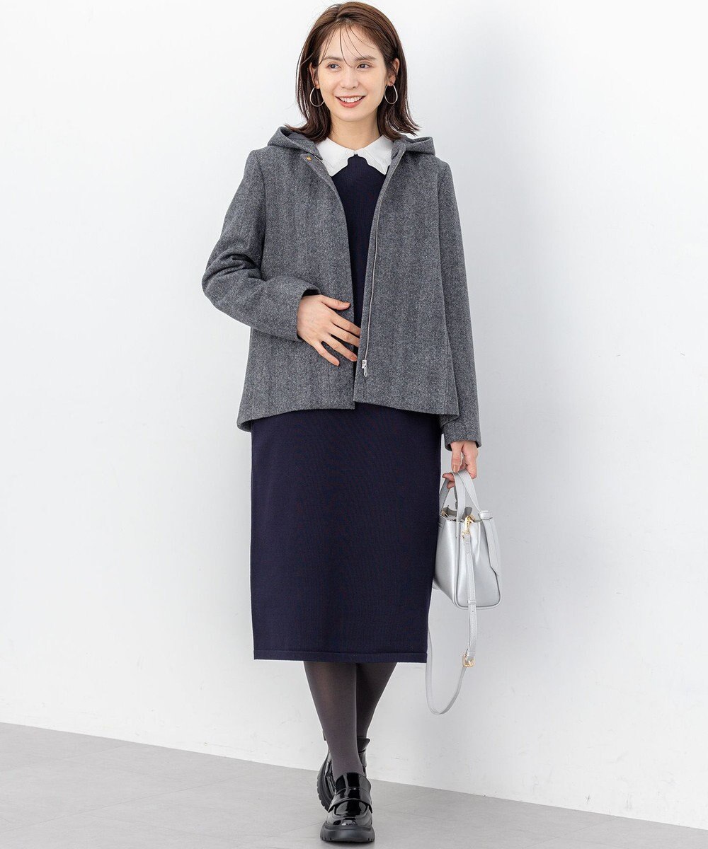 組曲 L レースライク襟付きニットワンピース 