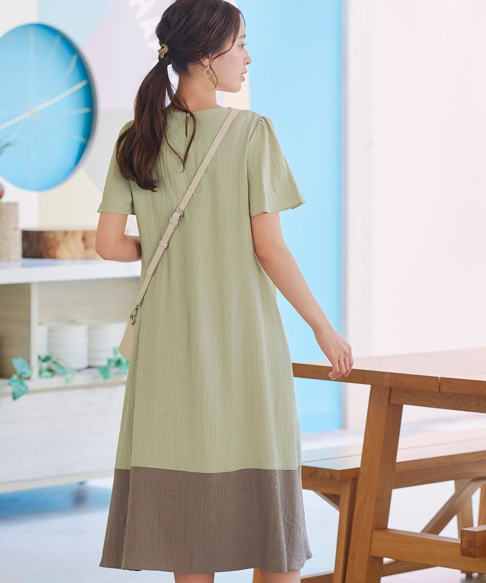 Tiaclasse 【洗える】 配色Aラインサックワンピース 