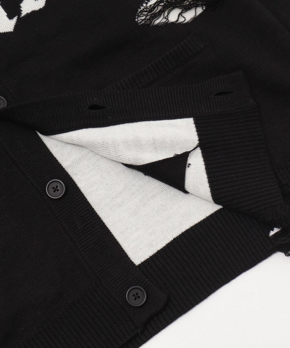 WEGO 【ユニセックス着用ITEM】ダメージジャガードカーディガン 