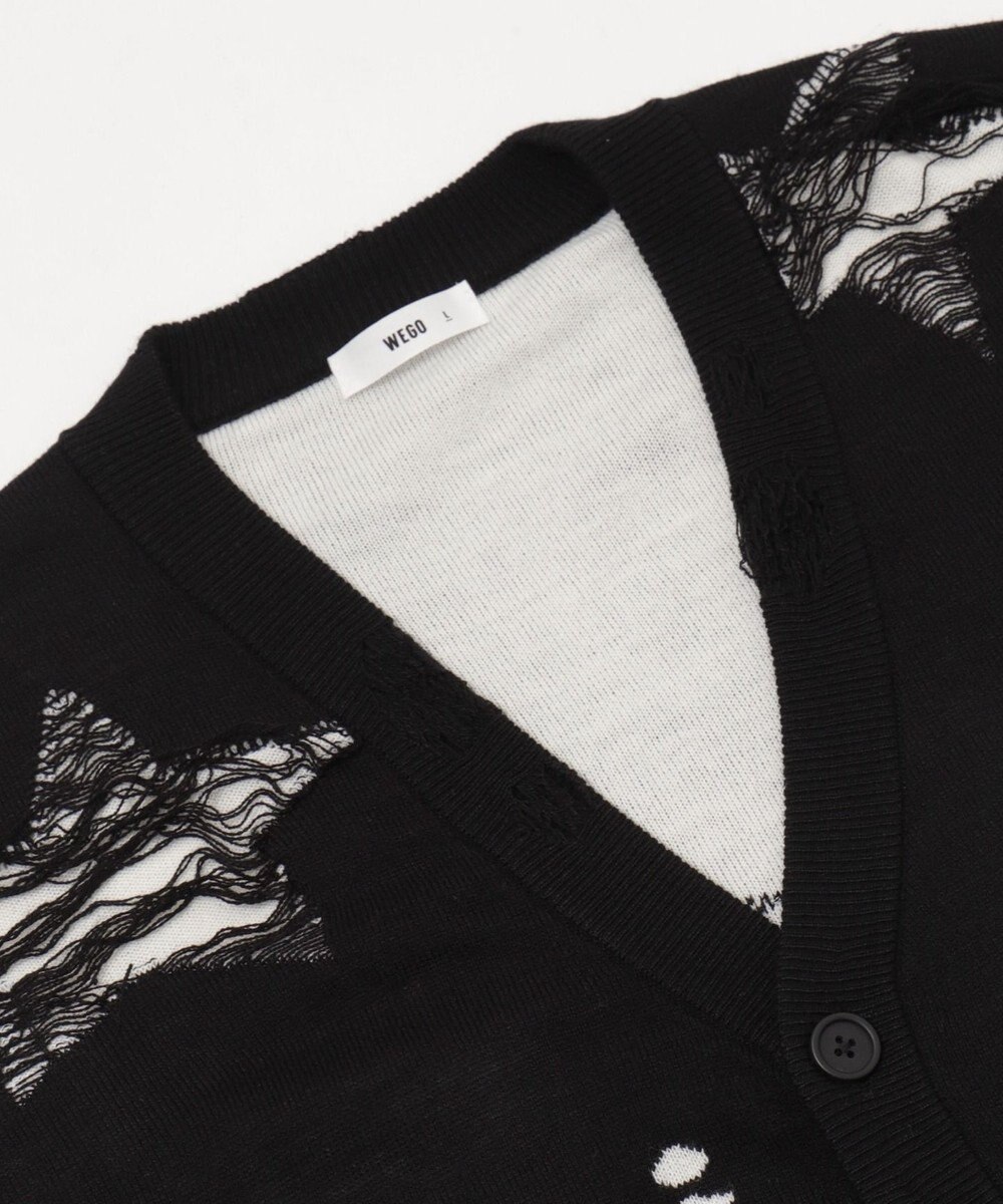 WEGO 【ユニセックス着用ITEM】ダメージジャガードカーディガン 