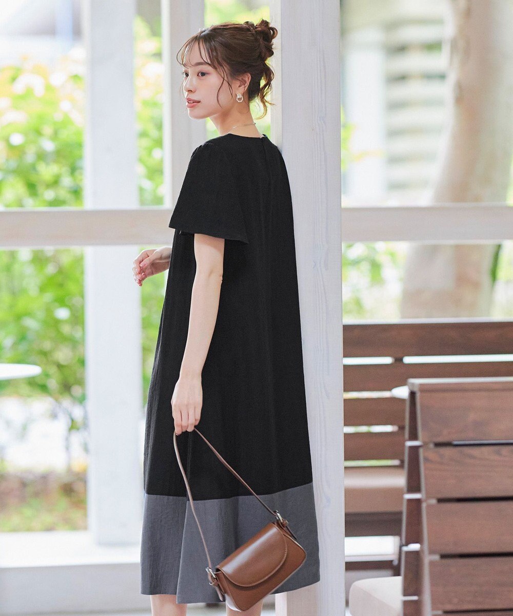 Tiaclasse 【洗える】 配色Aラインサックワンピース 