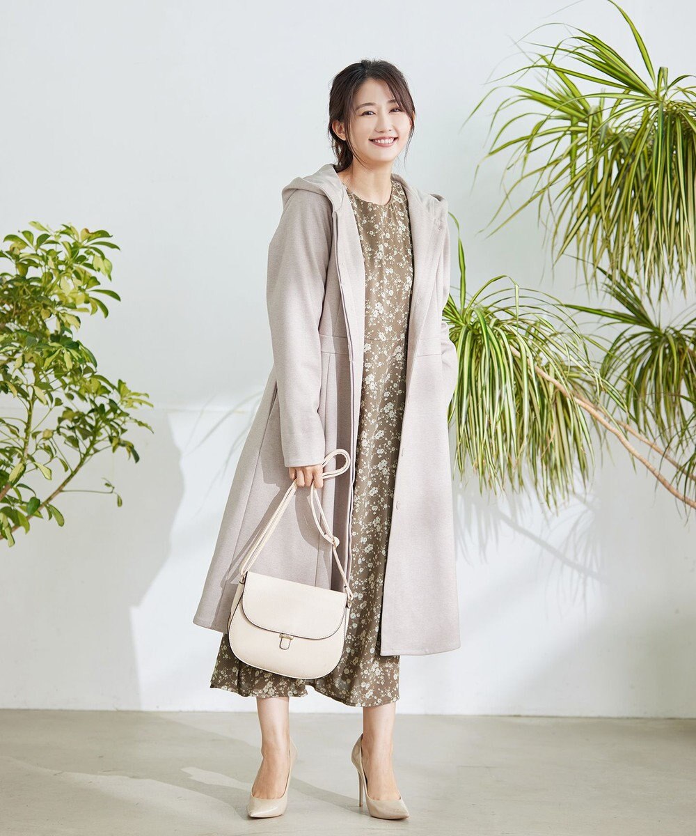 Tiaclasse 【洗える】ギャザースリーブ花柄ワンピース 