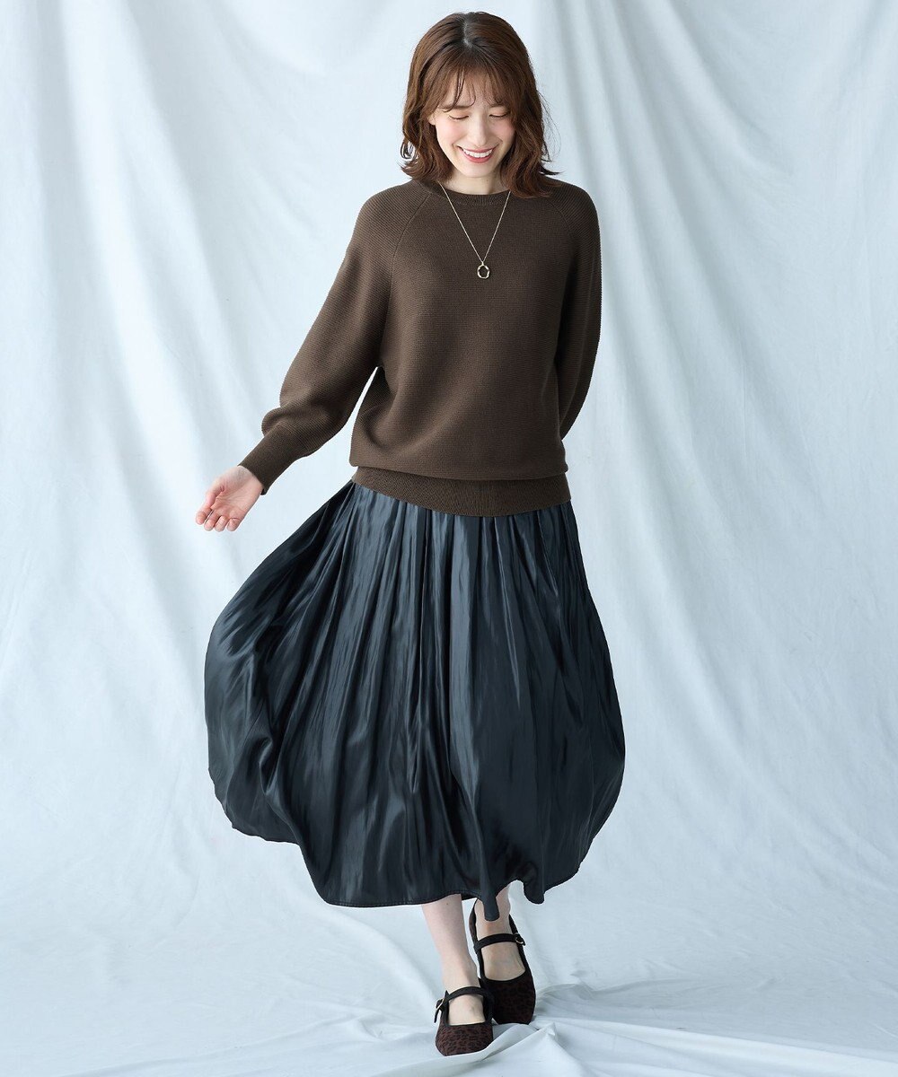 ANY L 【洗濯機可/6色展開】ラウンドネックガーターニット 