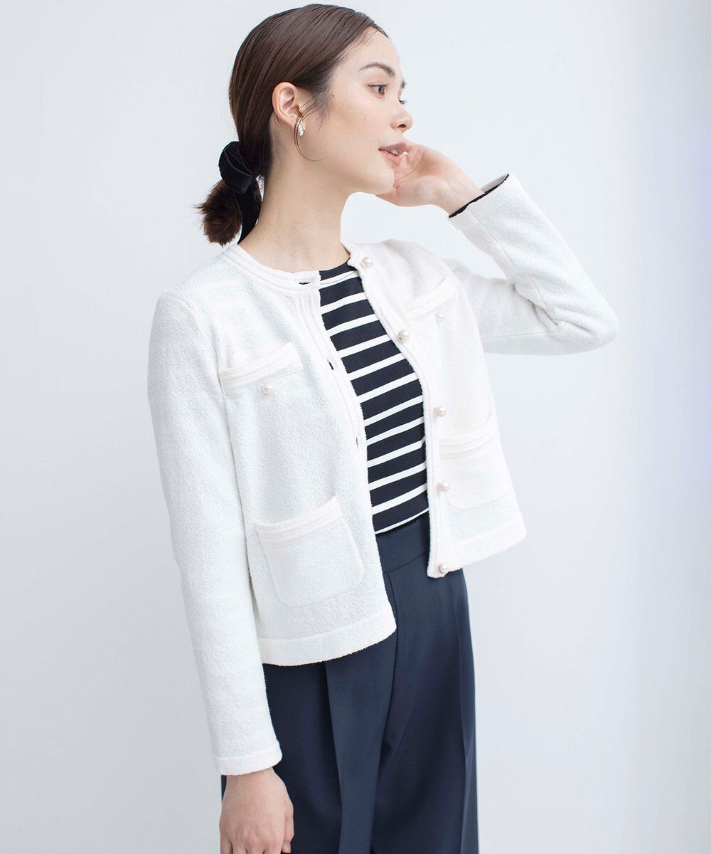 組曲 【ストレッチ・長袖】コットンフライス バスクTシャツ 