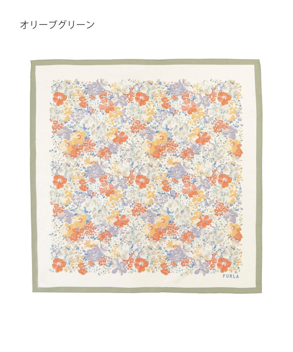 MOONBAT 【シルク100%】フルラ (FURLA) 花柄 シルクプリントスカーフ 65cm×65cm 