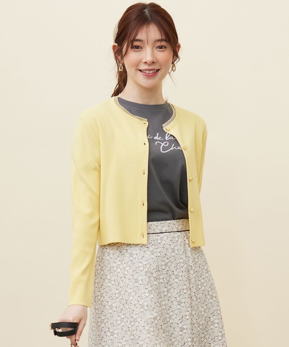 ANY SIS 【洗える】レースネックショートレングス カーディガン 
